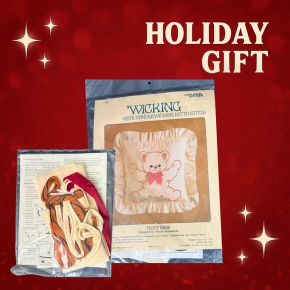 Vintage Candlewicking Teddy Bear Kit • Leisure Arts 871 • Complete Craft Set - Picture 1 of 7